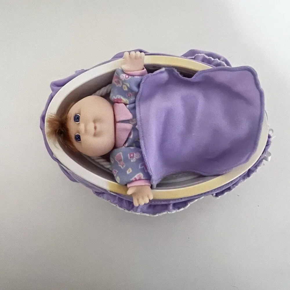 Vintage Cabbage Patch Kids Doll Magic Nursery Cradle Carriage Purple Set 1998